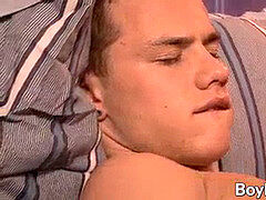 Sexy gay uses a black dildo to vibrate his super-naughty anus