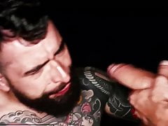 tattoed muscle bottom takes a big big one
