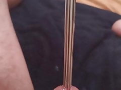 Playing alone with a sound in my cock