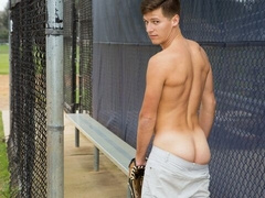 Slim baseball hottie Emmett jerks his cock