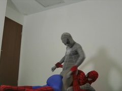Superheroes Zentai Ball-Sac-Struggle (Balbusting Grappling) with Servilejerome