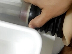 Pedro Pentel punches until he comes in the silicon pussy.