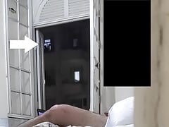 Flashing naked masturbating at open window 2