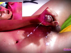 Jerking my big uncut latino cock with oil until I shoot a massive load in slow motion - Jacobo Torres