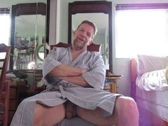 Peeking in robe at big dick daddy