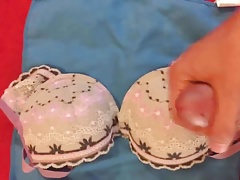 Cumshot on my wife bra