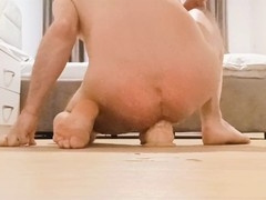 Anal showdown with big white faux-cock—who will dominate Flokiloky's gaping hole?