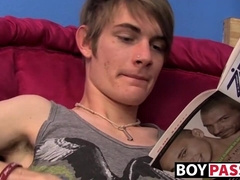 Emo twink Preston Andrews fingers his ass and wanks big cock