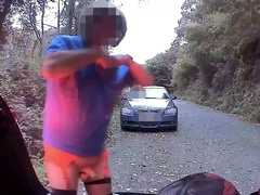 Truck parked up, I unclothe and have fun with myself, he is observing ?