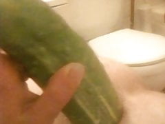 Asshole gaped by huge cucumber