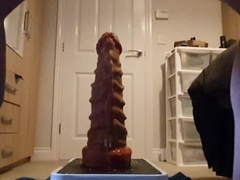 Queer lad takes monster fuck stick deep additional phat fake penis ass-fuck wide open