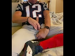 JockDad87 Shoots a Load of Cum in His Football Gear
