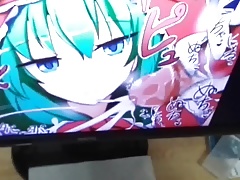 Cumshot on a paper while looking a porn illust