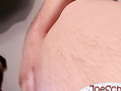 A bald ebony dude with a heavy meat rubbing it til he cums