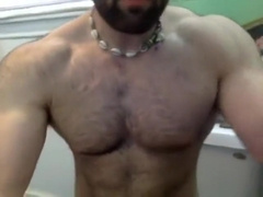 Hairy verbal guy showing off