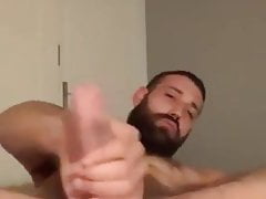 Bearded guy play with u dick