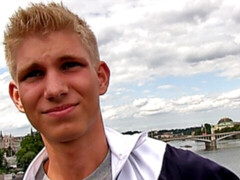 Outdoors action with hunk young man and a gay Czech agent