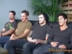 1 guy cums 3 times, 1 guy cums 2 times and 2 guys cum once