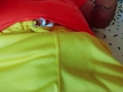 POV of heterosexual man Ale Ale in yellow shorts showing off his bulge