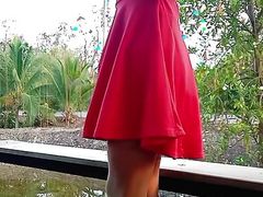 Dress up, sit and show horny.