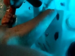 3 way in a public Spa - Suck off, no condom ravage and cum-shot