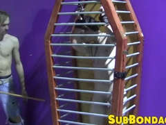 Caged twink whipped and tormented hard ends up masturbating