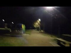 in parking lot at night