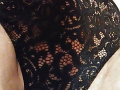 black panties crossdresser anal ass plug horny