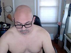 clean-shaved dad masturbates