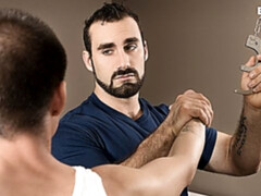 Cuckold-style gay anal scene with Jaxton Wheeler and Leon Lewis