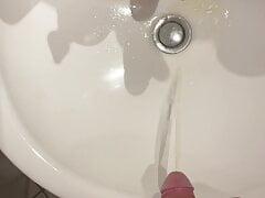 Big dick German boy piss in family parents bathroom sink