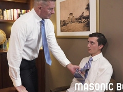 Jaw-dropping twunk Fap Waters barebacked by suited DILFs