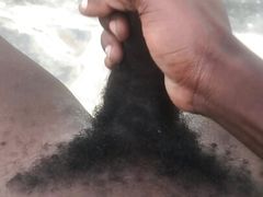 Hard handjob outdoor