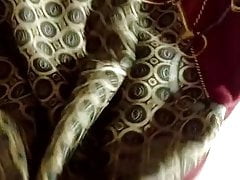 Cum in Aunt's Silk Scarf Secretly Jerk off