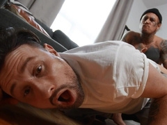 Horny guy with huge cock fits fucks his mate before tearing his ass apart