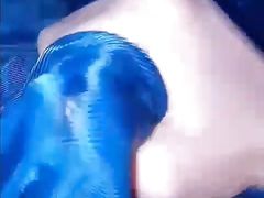 Guy in Blue Dazzle Shorts leaks pre cum while teasing and freeballing.