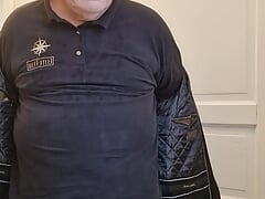 Horny old shaved man strip