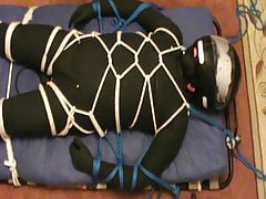 In a full rubber - CBT and jerk off