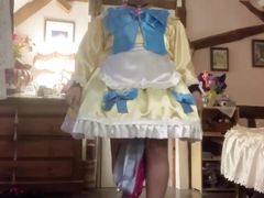In outfit with my new maid dress made in couture for a day