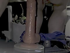 Playing around with a thrusting dildo