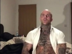Sexy Tatted Stud Jerks Off Big Cock & Cums 4