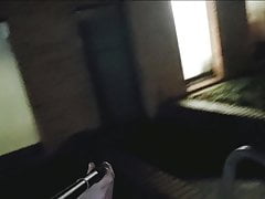 In the hotel and next to the street with houses run naked