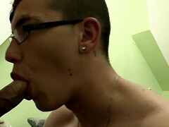 Nerdy young lad shares exclusive POV at home when he takes care of a big dick