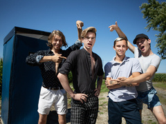 Steamy lads play dirty gay games in glory hole fetishes