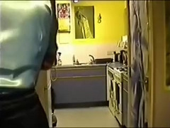 Turquoise satin blouse dildo suck