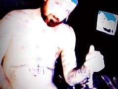 Tattooed fit male playing hide and go fuckhimself