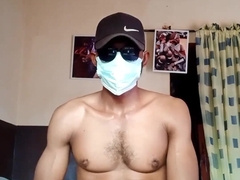 Torrid Nigerian Man Jerking, Prodding and Flashing his Donk while Home alone