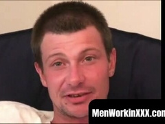 MenWorkinXXX.com - Bushy batty boy perverted stroking and twisting his oily pecker solo