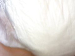 Pissing thru my wet panties into a diaper