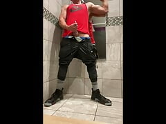 JockDad87 shoots another load in the locker room